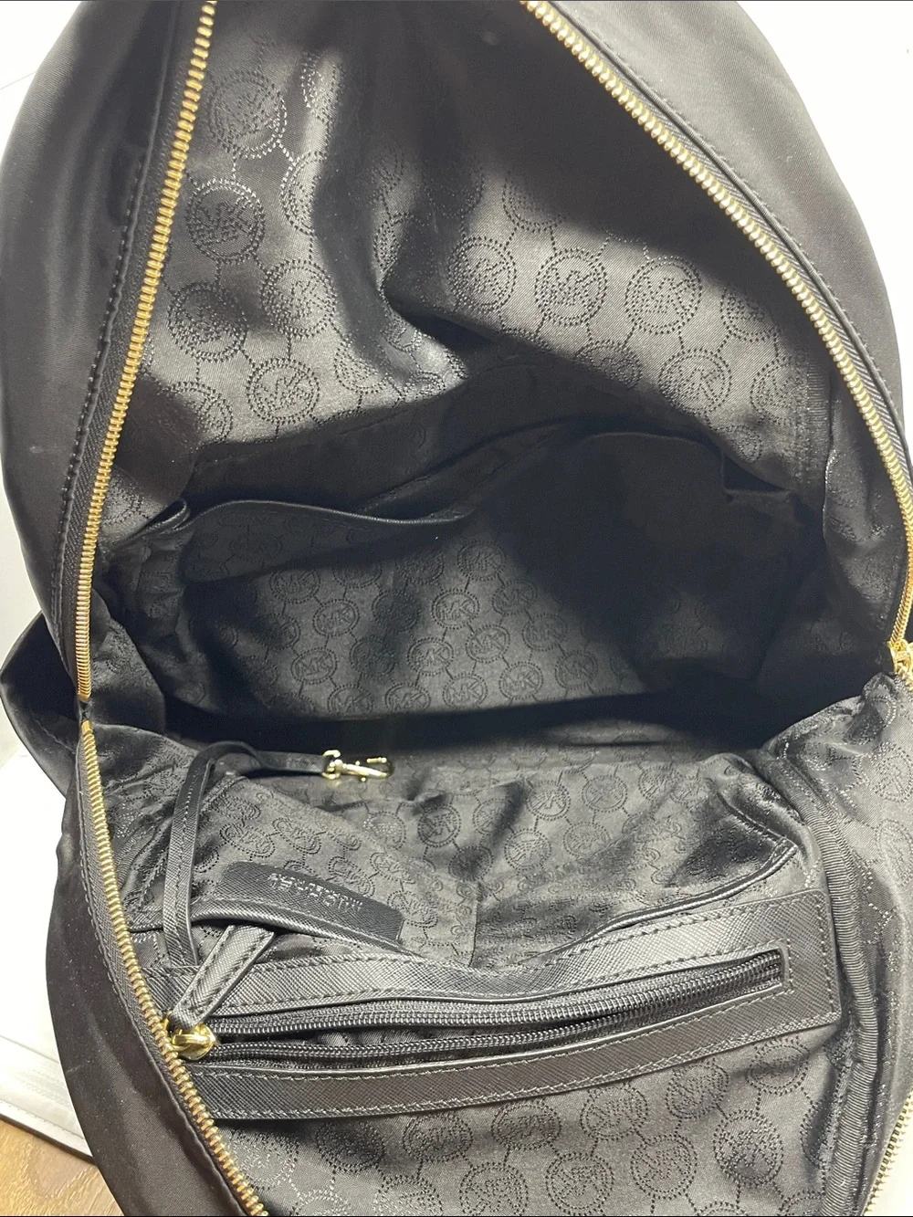 MICHAEL Michael Kors Nylon Black Backpack with Gold Accents